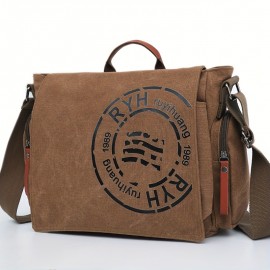 Trendy Canvas Men's Sling Bag - Business Messenger Bag For Document And Tablet, Travel Shoulder Bag, Crossbody Bag - For Hanging Out & Daily Commute