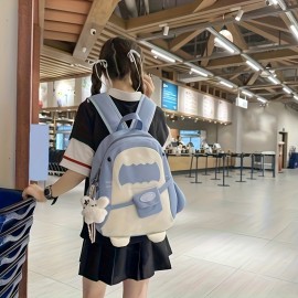 Stylish Black Nylon Backpack with Adjustable Straps - Cartoon Shark Design, Lightweight & Durable, Perfect for Students or Casual Use, Casual Daypack | Playful Design | Secure Zipper Closure